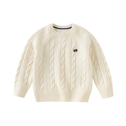 Kids Girls/Boys Versatile Beige/Red Pullover Sweaters