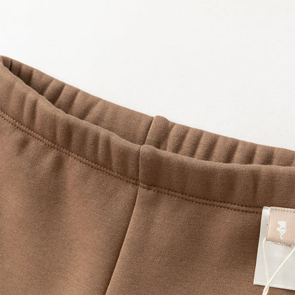 Toddler Girls Versatile Brown/Grey Warm Plush-lined Leggings