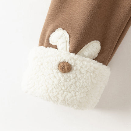 Toddler Girls Versatile Brown/Grey Warm Plush-lined Leggings