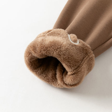 Toddler Girls Versatile Brown/Grey Warm Plush-lined Leggings