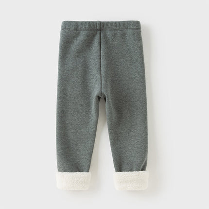 Toddler Girls Versatile Brown/Grey Warm Plush-lined Leggings