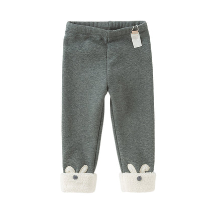 Toddler Girls Versatile Brown/Grey Warm Plush-lined Leggings