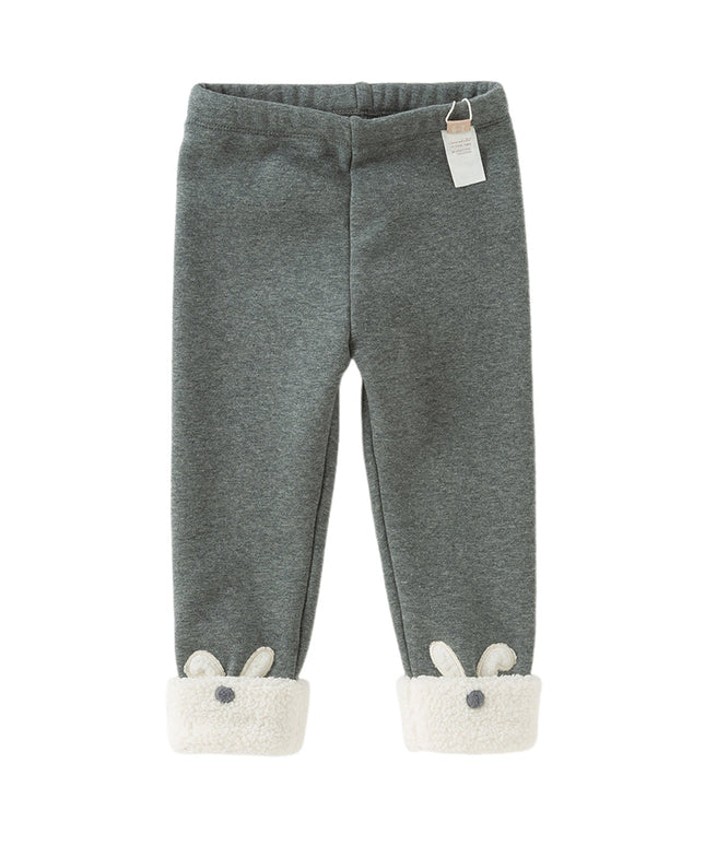 Toddler Girls Versatile Brown/Grey Warm Plush-lined Leggings
