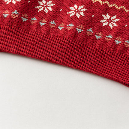 Kis Girls Sweet Red/Beige Pullover Long-sleeved Sweaters Tops