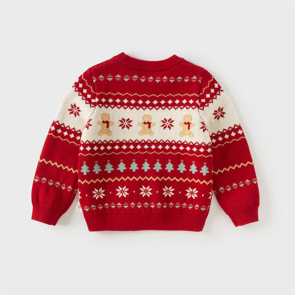 Kis Girls Sweet Red/Beige Pullover Long-sleeved Sweaters Tops