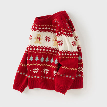 Kis Girls Sweet Red/Beige Pullover Long-sleeved Sweaters Tops