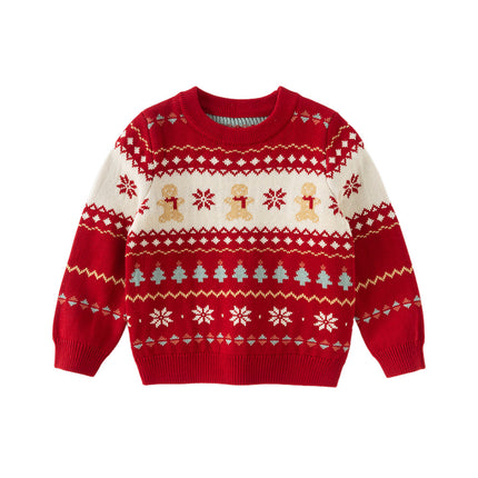 Kis Girls Sweet Red/Beige Pullover Long-sleeved Sweaters Tops