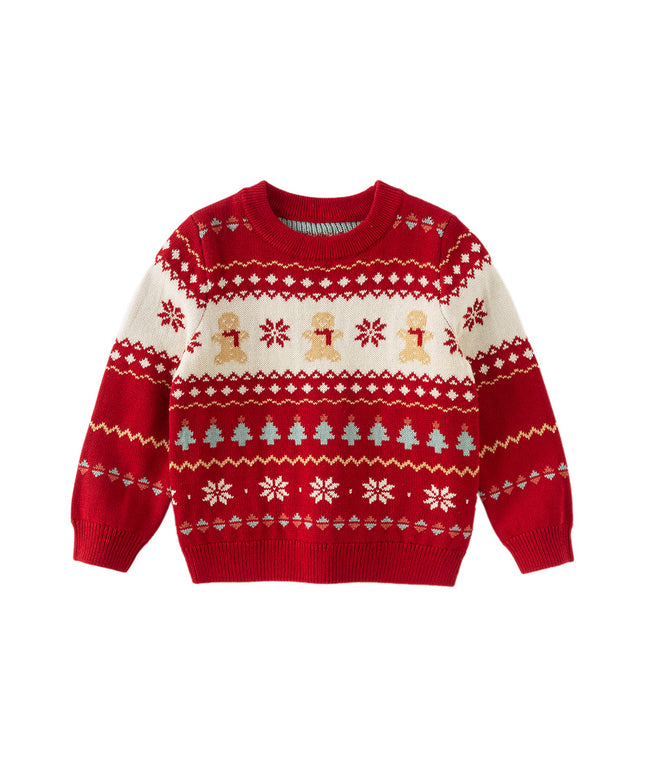 Kis Girls Sweet Red/Beige Pullover Long-sleeved Sweaters Tops