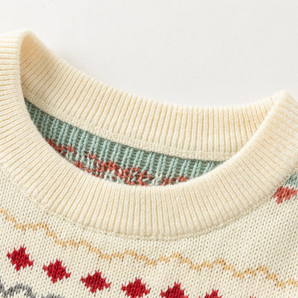 Kis Girls Sweet Red/Beige Pullover Long-sleeved Sweaters Tops