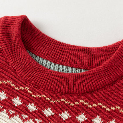 Kis Girls Sweet Red/Beige Pullover Long-sleeved Sweaters Tops