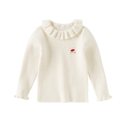 Kids Girls Adorable Beige Long Sleeve Pullover Sweaters Tops