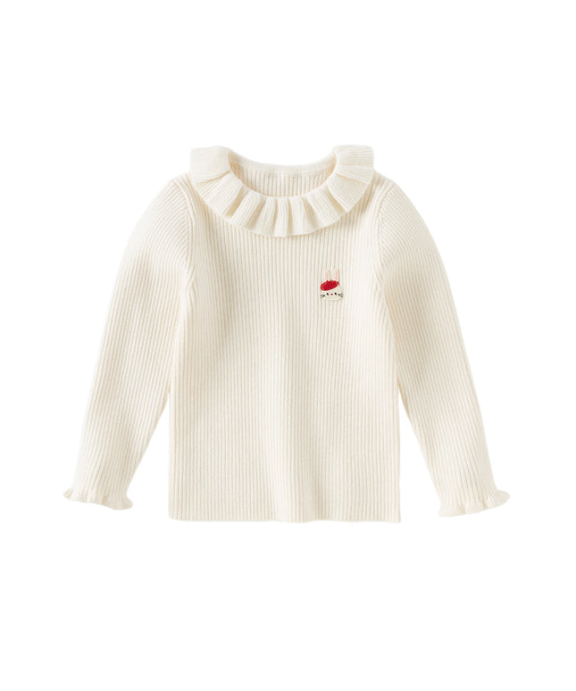 Kids Girls Adorable Beige Long Sleeve Pullover Sweaters Tops