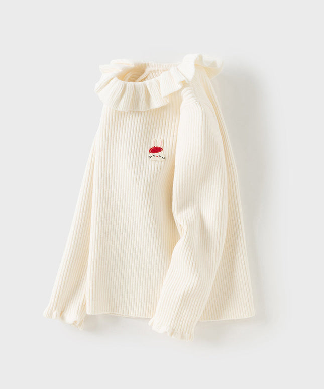 Kids Girls Adorable Beige Long Sleeve Pullover Sweaters Tops
