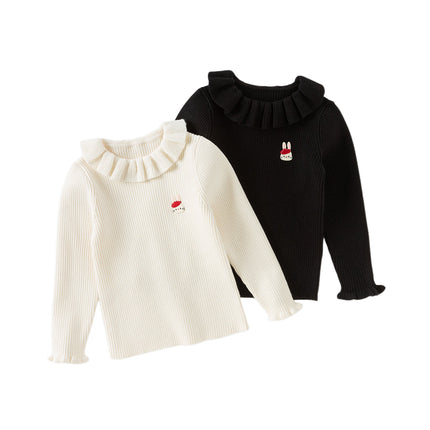 Kids Girls Adorable Beige Long Sleeve Pullover Sweaters Tops