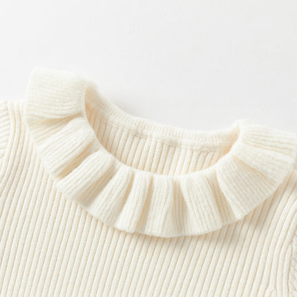 Kids Girls Adorable Beige Long Sleeve Pullover Sweaters Tops