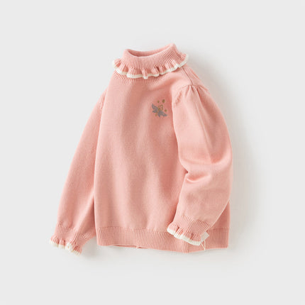 Kids Girls Versatile Warm Turtle-neck Pullover Sweaters