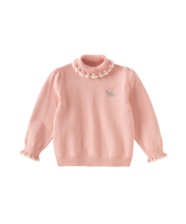 Kids Girls Versatile Warm Turtle-neck Pullover Sweaters