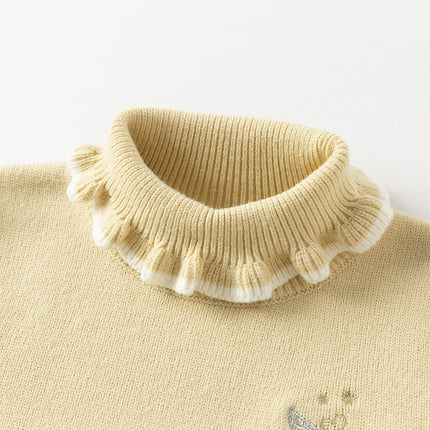 Kids Girls Versatile Warm Turtle-neck Pullover Sweaters