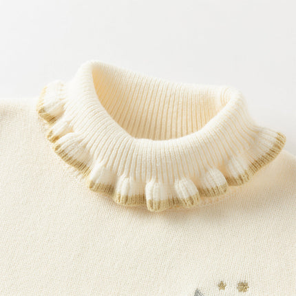 Kids Girls Versatile Warm Turtle-neck Pullover Sweaters