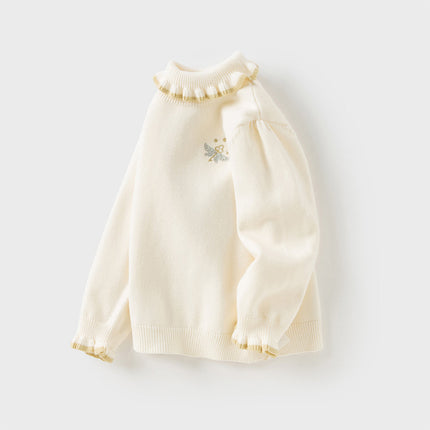 Kids Girls Versatile Warm Turtle-neck Pullover Sweaters