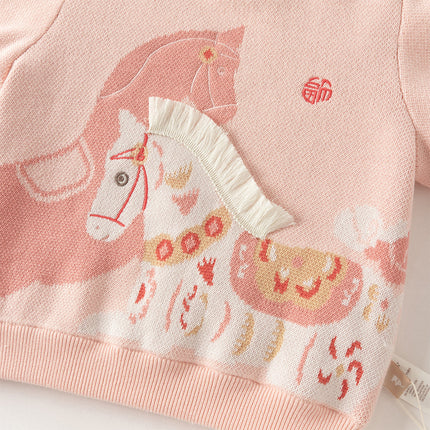 Toddler Girls/Boys Festival Red/Pink Turtle Cozy Plush-lined Sweaters Tops