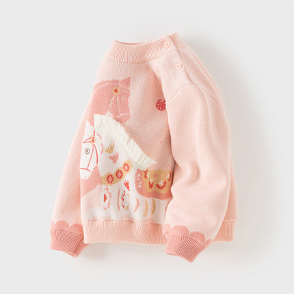 Toddler Girls/Boys Festival Red/Pink Turtle Cozy Plush-lined Sweaters Tops