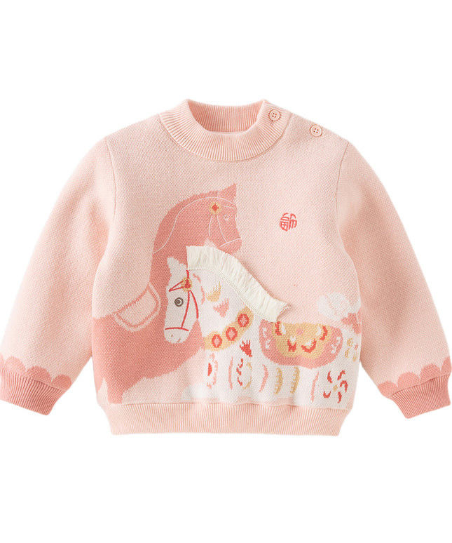 Toddler Girls/Boys Festival Red/Pink Turtle Cozy Plush-lined Sweaters Tops