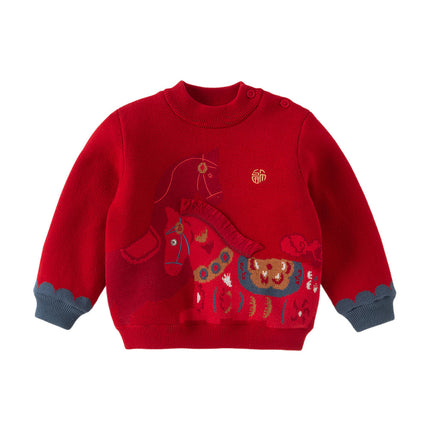 Toddler Girls/Boys Festival Red/Pink Turtle Cozy Plush-lined Sweaters Tops