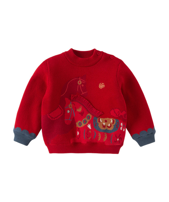 Toddler Girls/Boys Festival Red/Pink Turtle Cozy Plush-lined Sweaters Tops