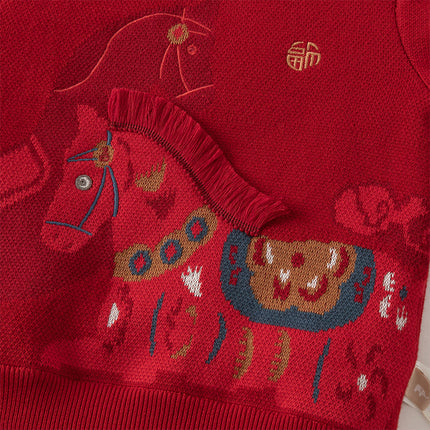 Toddler Girls/Boys Festival Red/Pink Turtle Cozy Plush-lined Sweaters Tops