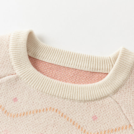Kids Girls Apricout Print Knit Cozy Pullover Sweater Tops