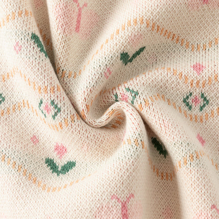 Kids Girls Apricout Print Knit Cozy Pullover Sweater Tops