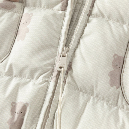 Baby Girls/Boys Winter Cute Print Pink/Apricot Cozy Hooded Down Rompers