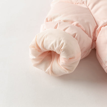 Baby Girls/Boys Winter Cute Print Pink/Apricot Cozy Hooded Down Rompers