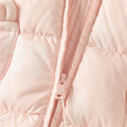 Baby Girls/Boys Winter Cute Print Pink/Apricot Cozy Hooded Down Rompers