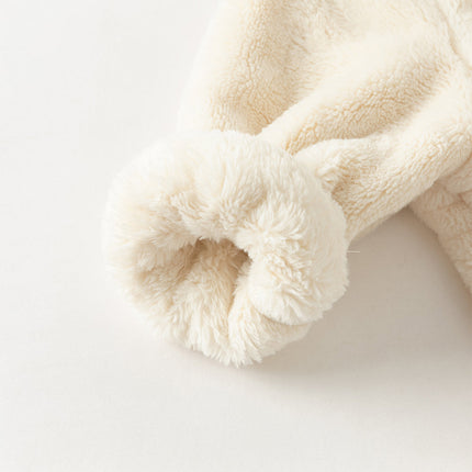 Baby Girls/Boys Soft Plush Khaki Hooded Padded Rompers