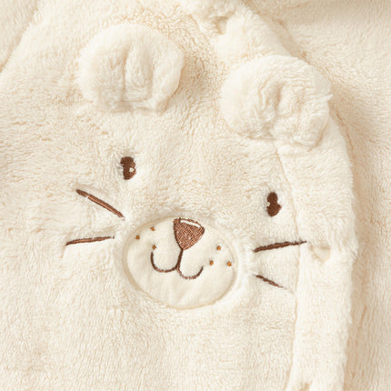 Baby Girls/Boys Soft Plush Khaki Hooded Padded Rompers