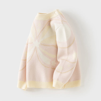 Toddler Girls Sweet Pink Long-sleeved Turtle Pullover Sweaters Tops