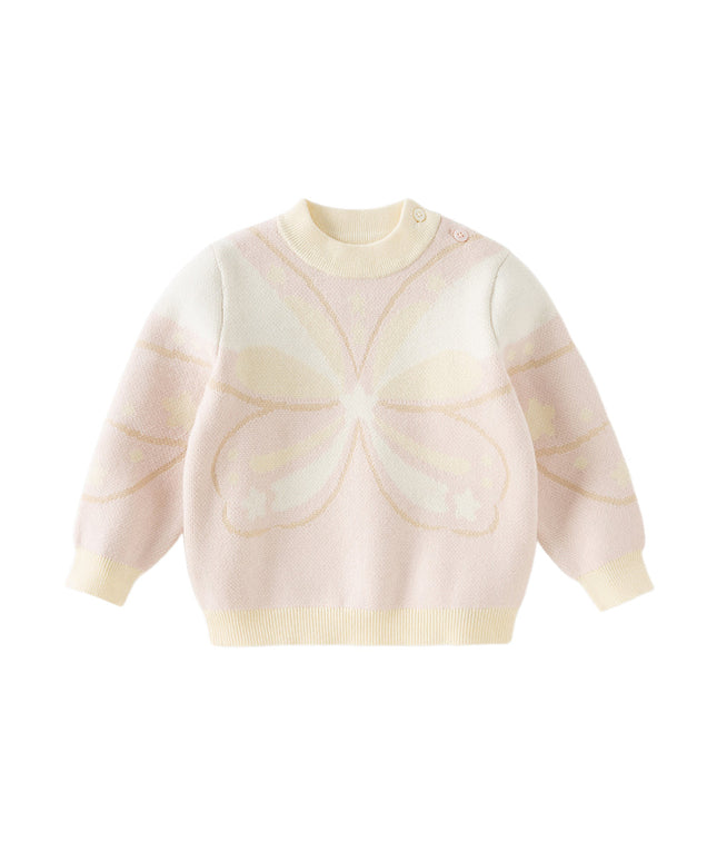 Toddler Girls Sweet Pink Long-sleeved Turtle Pullover Sweaters Tops