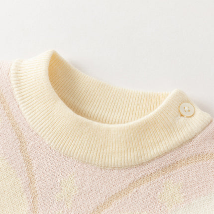 Toddler Girls Sweet Pink Long-sleeved Turtle Pullover Sweaters Tops