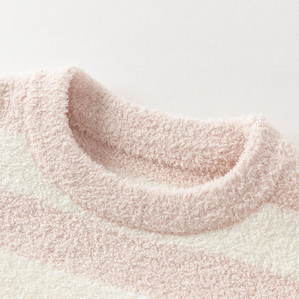 Toddler Girls Sweet Pink Striped Soft Sweaters Tops