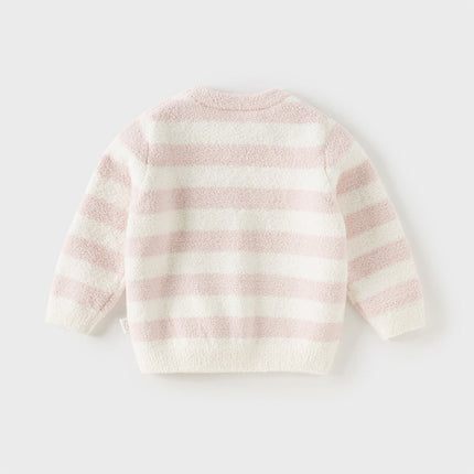Toddler Girls Sweet Pink Striped Soft Sweaters Tops