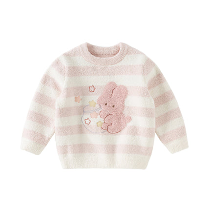 Toddler Girls Sweet Pink Striped Soft Sweaters Tops