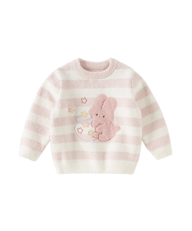 Toddler Girls Sweet Pink Striped Soft Sweaters Tops
