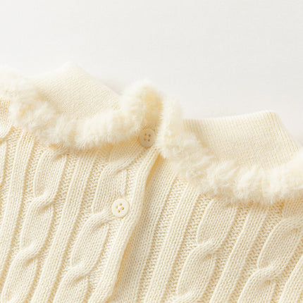Kids Girls Lovely Beige/Purple Padded Sweaters