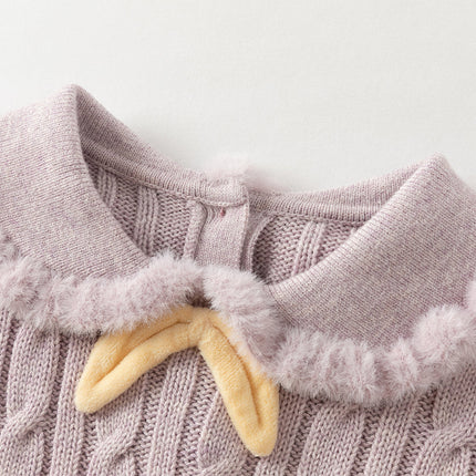Kids Girls Lovely Beige/Purple Padded Sweaters