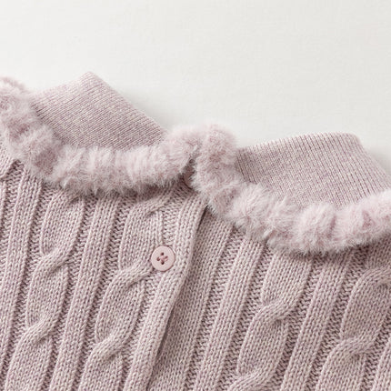 Kids Girls Lovely Beige/Purple Padded Sweaters