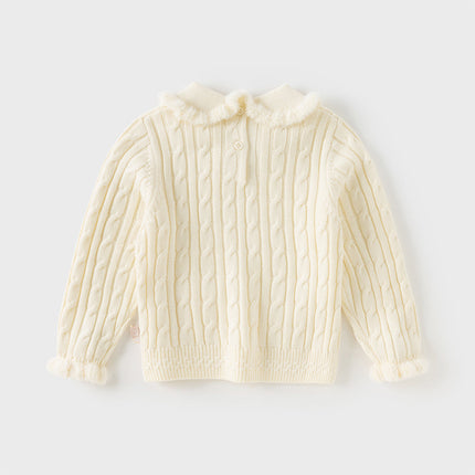 Kids Girls Lovely Beige/Purple Padded Sweaters