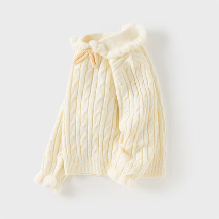 Kids Girls Lovely Beige/Purple Padded Sweaters