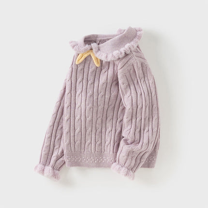 Kids Girls Lovely Beige/Purple Padded Sweaters